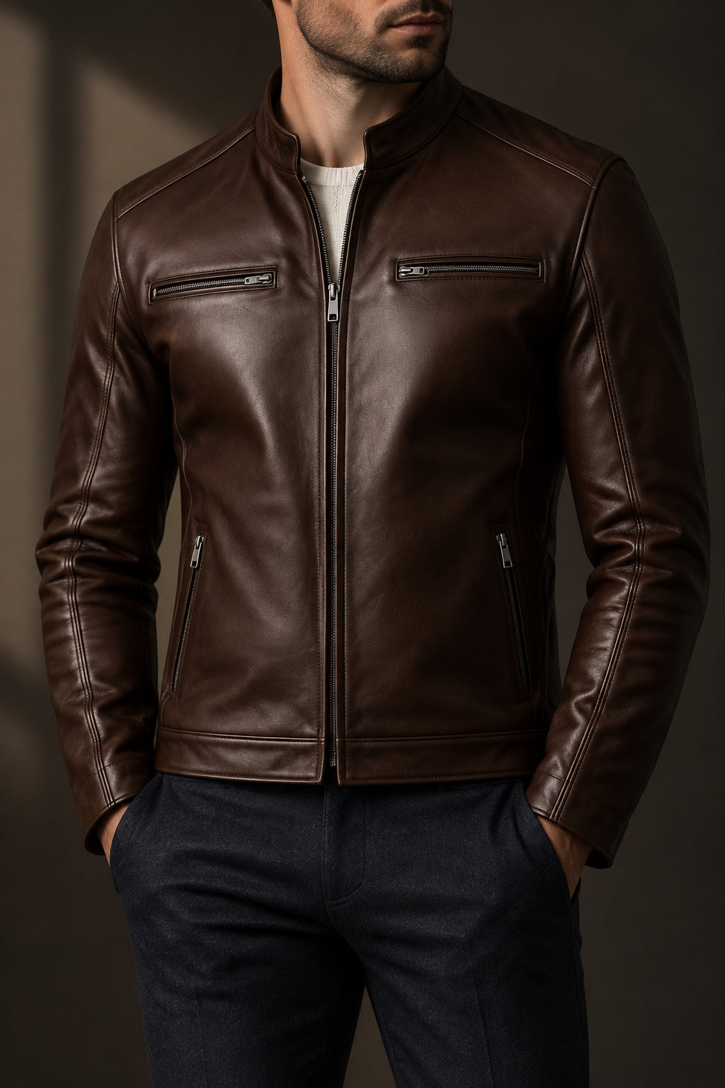 Albert Stylish Dark Brown Leather Jacket